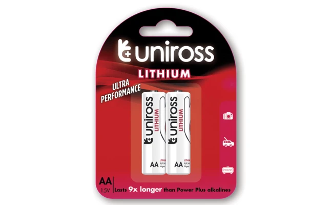 Uniross AA Lithium Batteries 1.5V Pack of 2